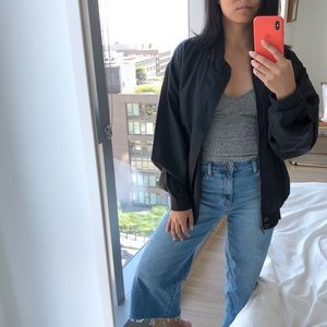 Lightweight Silk Oversized Bomber Jacket